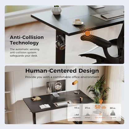 Agilestic Electric Height Adjustable Standing Desk, 48 Inch, Black - color: Black, size: 48x24 Inch