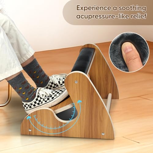 Dual Layer Wooden Footrest Under Desk, Ergonomic Foot Stool