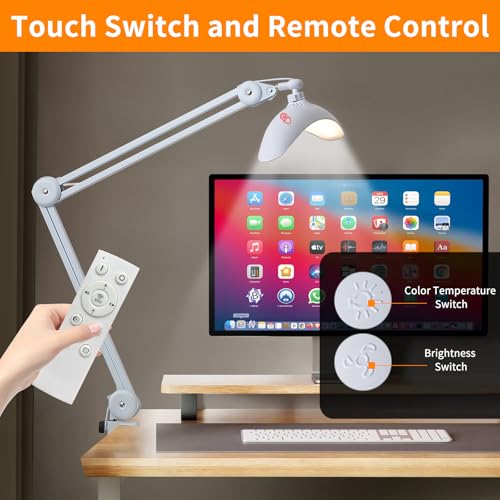 Clip On Light for Desk, 48W LED Craft Lights for Projects, Hobby Lamp | 48W Dimmable LED Light Bar for Desk with Clamp, Eye-Caring Crafting Light for Painting, Nail Art & Puzzles