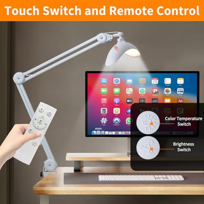 Clip On Light for Desk, 48W LED Craft Lights for Projects, Hobby Lamp | 48W Dimmable LED Light Bar for Desk with Clamp, Eye-Caring Crafting Light for Painting, Nail Art & Puzzles