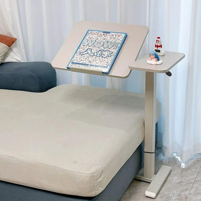 Overbed Table with Wheels, Adjustable Height Rolling Bedside Desk, Mobile Laptop Stand and Tilting Tray Table for Bed Sofa and Hospital Use (White+26-38''h) - color: White+26-38''h