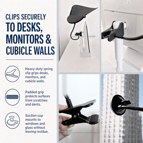 Livvie Desk Shade – Clip-On Cubicle Shade Block Overhead Lights and Glare