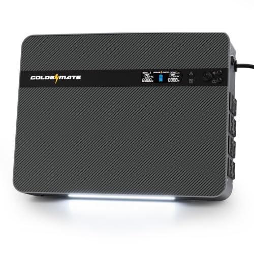 GOLDENMATE 1500VA/1000W Lithium UPS Battery Backup & Surge Protector, Gray