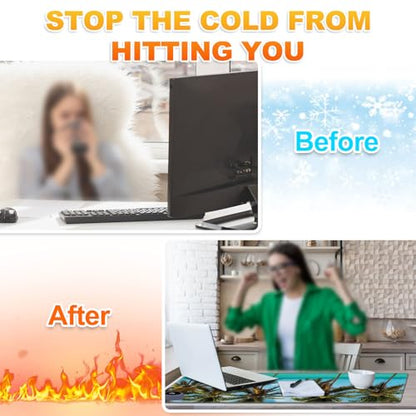 Heated Desk Pad 23.6" x 14.2" 3 Large Heated Mouse Pad with Heat Levels (40°C/45°C/50°C) & 3H Auto Shut-Off Desk Mat Fast Heating PU Leather Warmer Mousepad for Home Office - Beach Tree - color: Beach Tree, size: 23.6 x 14.2 inch