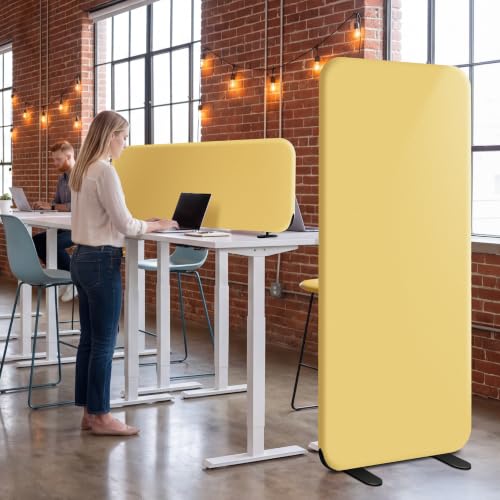 DECOLAB Free Standing Desk Divider, Table Partition 48''x18'' Butter - color: Butter