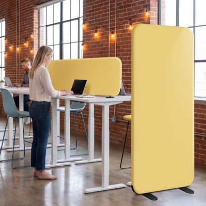 DECOLAB Free Standing Desk Divider, Table Partition 48''x18'' Butter - color: Butter
