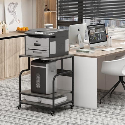 Fannova Gray Printer Stand, 23.6"x18.9" Large Printer Table with Storage - color: Gray, size: 23.6"W x 18.9"D x 30"H