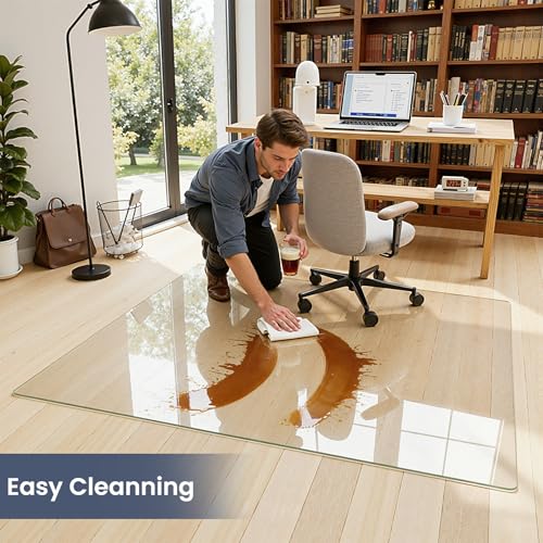 46"x46" Tempered Glass Chair Mat for Carpet - size: 46x46