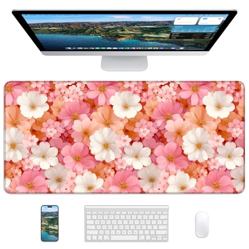 Mouse Pad 31.5x15.7in Large Desk Mat Non-Slip for Office - color: Floral, size: 31.5" x 15.7"