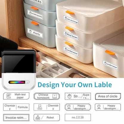 U1 Label Maker Machine,Portable Thermal Label Printer,Mini Bluetooth Inkless Label Stickers Makers for Home Storage School Business Office,Labeler Compatible with iOS & Android(White) - color: White-U1