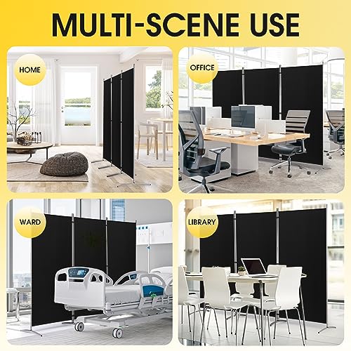 RANTILA 3 Panel Privacy Screen, 6 Ft Tall Folding Privacy Screen Room Dividers, Freestanding Room Partition Wall Dividers, 102''W x 20''D x 71''H, Black - color: Black, size: 34" - 3 Panel