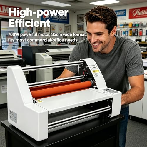 Hot Cold Roll Laminator, 110V 13" V350 Laminator Digital Display Single&Dual Sided Laminating Machine for Photo & Document Lamination, 0-180℃ Temperature Control