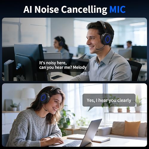 Wantek Wireless Headset with Mic, On-Ear Bluetooth Headset with Noise Cancelling Microphone, USB Dongle, Mute Button & Charging Base for PC, Laptop, Work, Zoom, Teams, Online Meetings, Home Office - color: Black