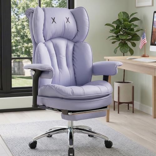 Efomao Big & Tall Desk Chair, Wide Executive Office Chair with Footrest Purple - color: 3070mus-purple