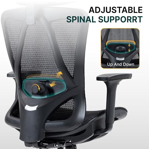 Ergonomic Mesh Office Chair, 3D Adjustable Armrests Desk Chair with 360° Swivel Silent Casters, 90°-120° Reclining Backrest Adjustable Gaming Chair for Home Office - color: Black, style: Americana