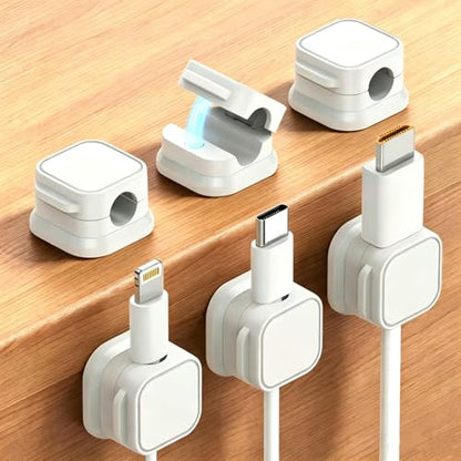 8-Pack Magnetic Cable Clips [Cable Smooth Adjustable] Cord Clips, Under Desk Cable Management, ZORKAVTOR Adhesive Cord Clip Storage Box for Home Desk Phone Car Wall Desktop Nightstand