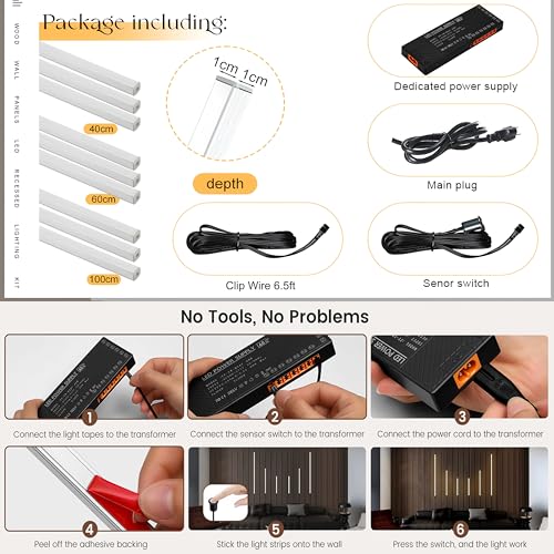 9-Lights LED Recessed Lighting Wall Panel Lights,Self-Adhesive Wood Slat Wall Panel Strip Light,4000K Touchable Switch Dimmable LED Aluminum Channel lamp,Under Cabinet Light(39in+31.5in+23.6in) - color: 9-Lights