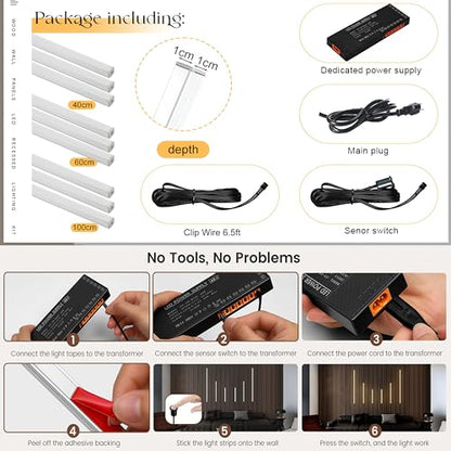 9-Lights LED Recessed Lighting Wall Panel Lights,Self-Adhesive Wood Slat Wall Panel Strip Light,4000K Touchable Switch Dimmable LED Aluminum Channel lamp,Under Cabinet Light(39in+31.5in+23.6in) - color: 9-Lights