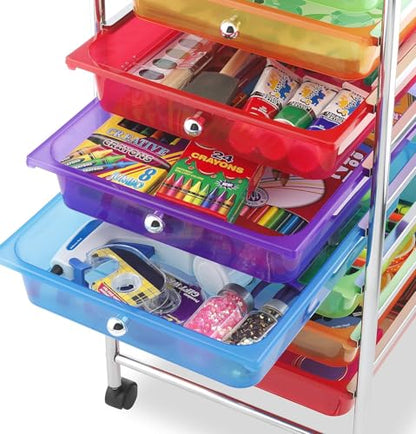 Whitmor 10 Drawer Rolling Craft Storage Cart, Plated Metal Frame for Crafting, Sewing, Crafts, Office, Home Storage,15.25“L x 13.50"W x 35.25"H, Chrome