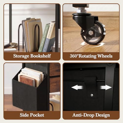 Faesun Printer Stand with Storage, 22In Printer Table with 2 Fabric Drawers - color: Rustic Brown
