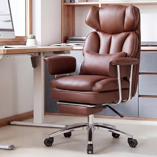 Sweetcrispy Executive Home Office Chair, Ergonomic Desk Chair - color: Brown