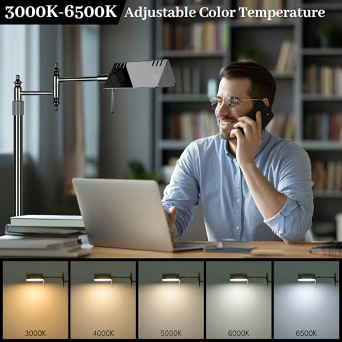 Bairth Black Chrome Reading Floor Lamp, Dimmable Pharmacy Standing Lamp | 3 Color Temperature, Dimmable, 17W LED, Height Adjustable, 360°Swing Arm, for Living Room, Bedroom, Office, Craft & Sewing - color: Black Chrome