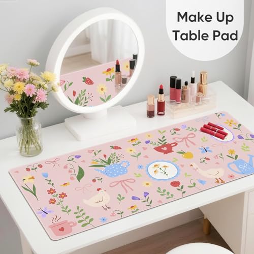 Desk Mat, Leather Desk Pad Blotter Protector, XXL Large Mouse Pad,Computer Laptop Mouse Pads for Desktop,Waterproof Writing Anti-Slip Mousepad for Office and Home I Pink Animals & Flowers - color: Pink Animals & Flowers
