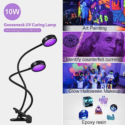 10W USB UV Black Light Dual-Head, 395nm-405nm Lamp for Resin Curing - size: 2 Heads