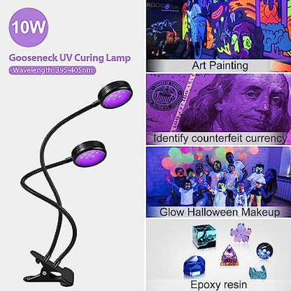 10W USB UV Black Light Dual-Head, 395nm-405nm Lamp for Resin Curing - size: 2 Heads