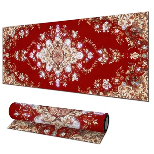 HOMETITUTE Large Mouse Pad 31.5x11.8 Inch Gaming Mousepad Luxury Red Ornamental Art Non-Slip Keyboard Desktop Protector Mat XL Mouse Pad for Home Office Laptop Wireless Mice Accessories - color: Luxury Red Ornamental Art