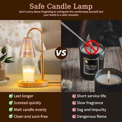 Candle Warmer Lamp with Timer - Electric Candles Wax Warmers Glass Lamps - color: Amber