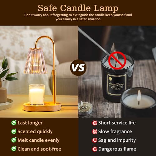 Candle Warmer Lamp with Timer - Electric Candles Wax Warmers Glass Lamps - color: Amber