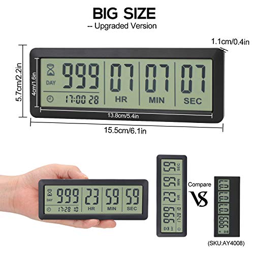 A AIMILAR 999 Days Countdown Timer Digital Clock Retirement Vacation Event Day Counter with Count Up Function - color: Black-big