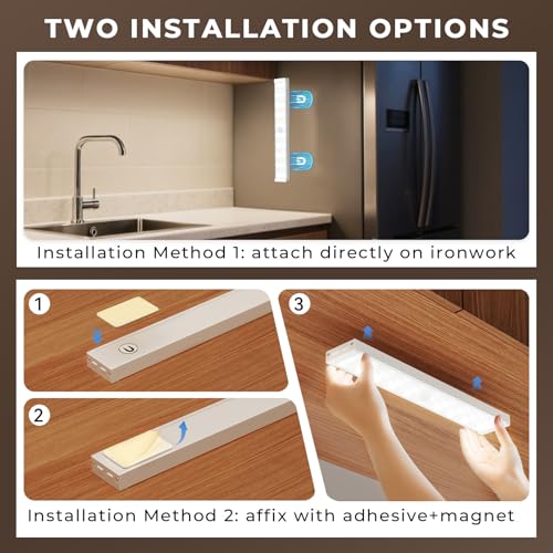 4 Pack Under Cabinet Lights, Rechargeable Motion Sensor Light Indoor Magnetic Closet Lights, Under Counter Lights for Kitchen, Wardrobe, Hallway, Stairs - size: 8.4inch-4Pack