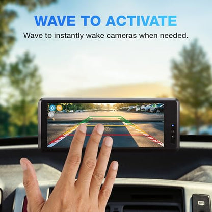 Type S Solar Powered Parking Assistant Set with Wireless Dual Backup Cams, 6.8'' Touchscreen Monitor, 720p HD Resolution, Enhanced Night Vision, Wide View Angle, Self-Charging, No Hardwire