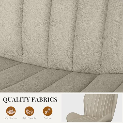 Dining Chairs Set of 2 Modern Fabric Dining Room Chairs Upholstered Dining Chairs with Thick Cushions Metal Legs Armless Back Chair for Kitchen and Living Room Beige - color: Beige (Fabric), size: Set of 2