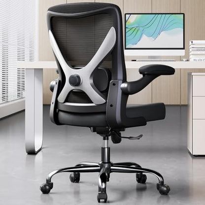 Office Chair: 330LBS Mesh Ergonomic Desk Chair Comfy with 3D Lumbar& Swivel - color: Black, size: Pack of 1