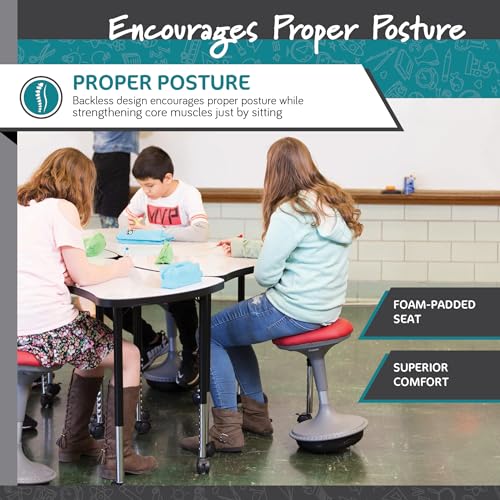 Learniture Adjustable Height Active Learning Stool for Office Desks and Classrooms, Foam-Padded Backless Wobble Stool with Rocking Motion, Black - color: Black