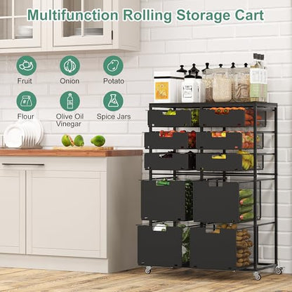 EasyPAG Rolling Storage Cart With 10 Drawers, Metal Craft Organizers with Wood Tabletop for Home, Letter/Legal Size Rolling File Cart for Office, Classroo and Dorm, Black - size: 10 Drawers