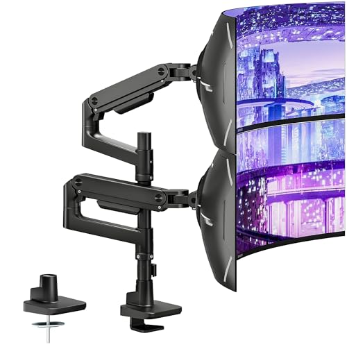 Dual Monitor Arm Desk Mount for 17-49 Inch Monitors Holds 44 lbs, Black - color: Black, size: Dual Monitor Mount - Standard