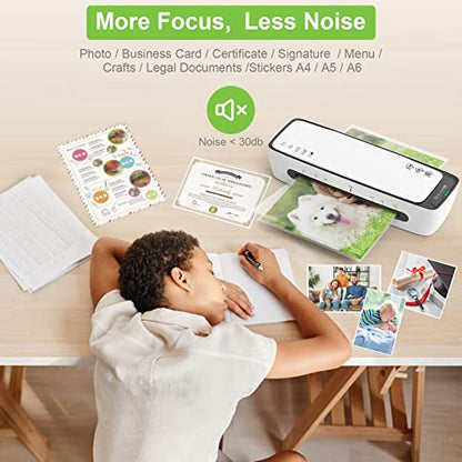 Qfun Laminator with Laminating Sheets 9 inch Portable Thermal Lamination - color: White