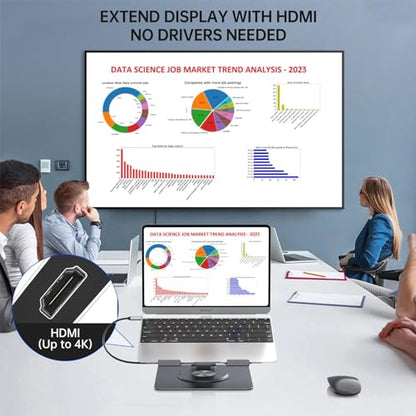 Laptop Docking Station for MacBook Pro/Air/Dell/HP/Surface HC 11-in-1 USB C Hub 360°Rotatable Laptop Stand with USB Hub 4K HDMI USB 3.0 PD100W 3.5mm Audio Jack RJ 45 TF/SD Reader Universal Laptop Dock - color: For Laptop 7-15.6 inches 11-in-1 Pro Max