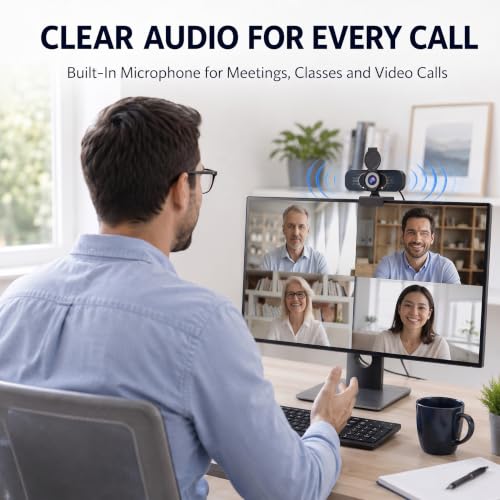 1080P Webcam with Microphone and Privacy Cover Plug&Play - color: Black