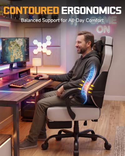 GTPLAYER Big & Tall Gaming Chair, Wide Seat with Footrest, New Black - color: 11 New Black