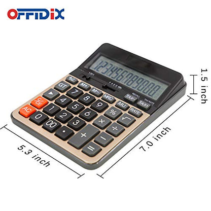 OFFIDIX Big Number Office Calculator with Large LCD Display, Dual Power ﻿ ﻿ - color: Gold