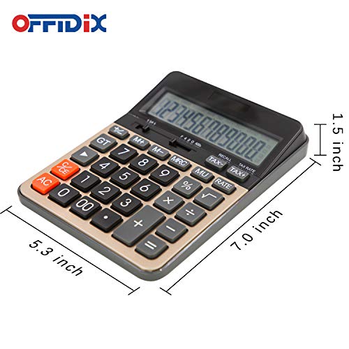 OFFIDIX Big Number Office Calculator with Large LCD Display, Dual Power ﻿ ﻿ - color: Gold