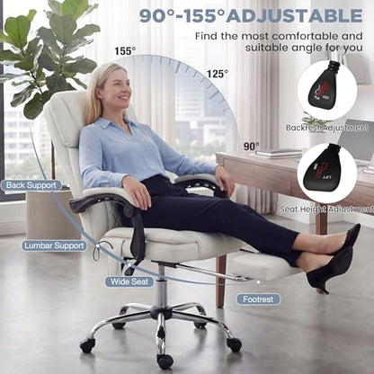 HOMREST 3D Kneading Massage Office Chair, White - color: White