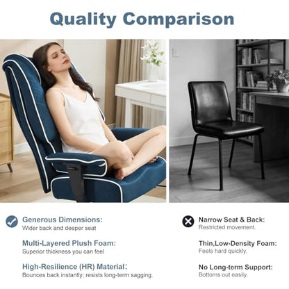 EXCEBET Big and Tall Executive Office Chair 400lbs Wide Seat, Mesh Grey | Retractable footrest, 135° recline, Lumbar support, Ergonomic high back, Breathable mesh, Thick cushion, Padded armrests - color: Mesh Blue