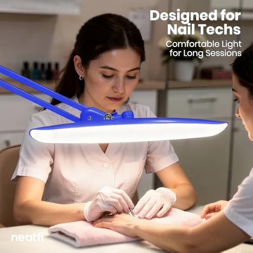Neatfi LED Desk Lamp, 2200 Lumens, 24W, 20-Inch Head (Sapphire Blue) - color: Sapphire Blue, size: Non-CCT with Clamp