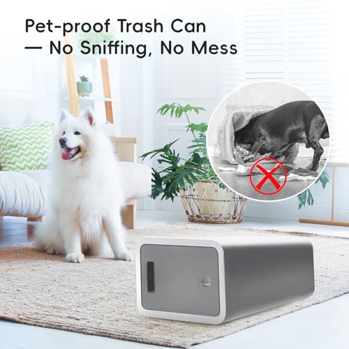 Lysam 4 Gallon Trash Can 3 Packs, Bedroom Trash Can with Lid & Trash Bags | Small Garbage Can Press-Top for Dog & Child Proof, Oder Seal, Waste Basket for Bedroom, Office, Living Room, Bathroom, Grey - color: Grey - 3 Packs